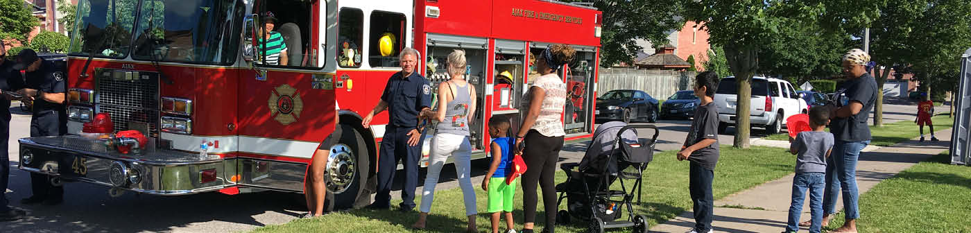 Firefighters interacting with community
