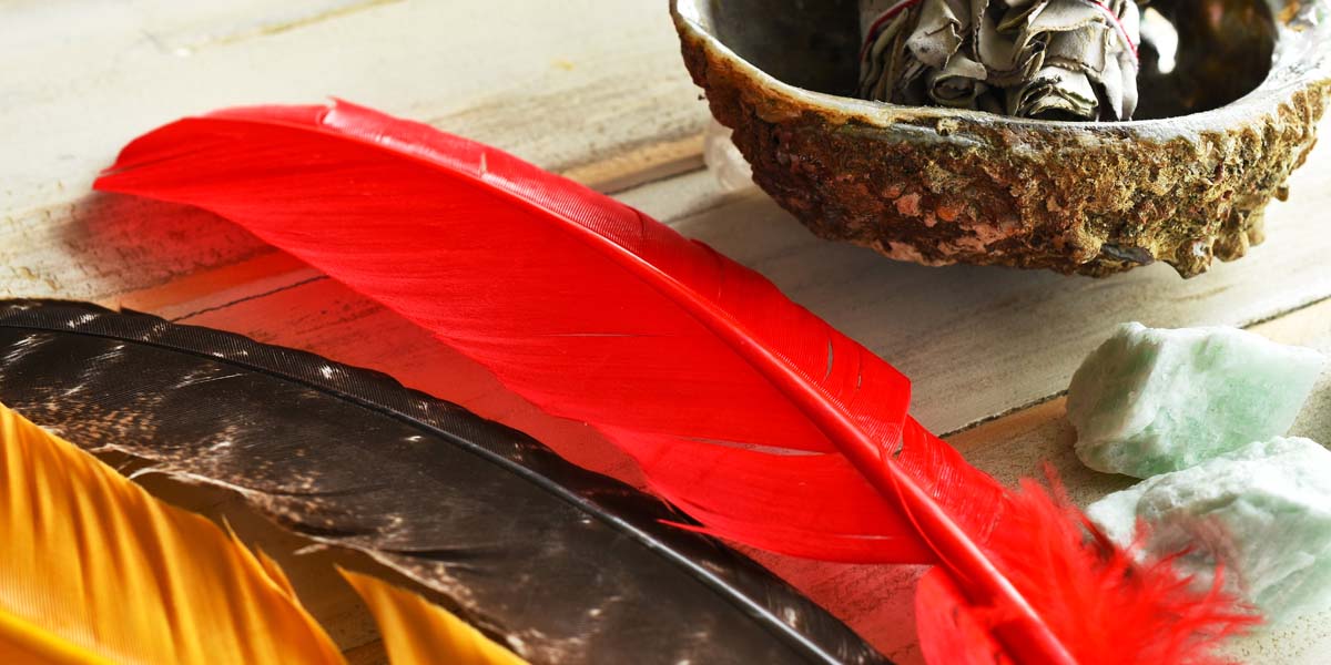 Smudging ceremony feathers